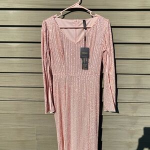 Pink Sequin Women's Dress Cooan Amazon brand formal pinkish sequin dress.
